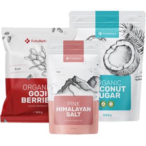 FutuNatura Kit culinario: bacche di goji + zucchero di cocco + sale dell'Himalaya, kit