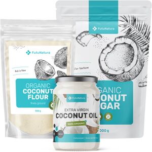 futunatura cocco dolce: zucchero di cocco + olio di cocco + farina di cocco, kit