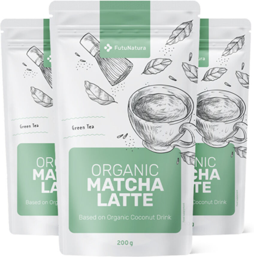 FutuNatura 3x BIO Matcha latte – bevanda, totale 600 g