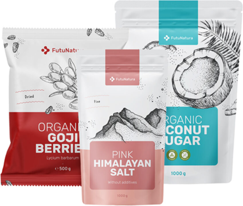 FutuNatura Kit culinario: bacche di goji + zucchero di cocco + sale dell'Himalaya, kit