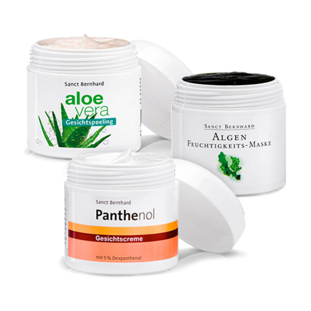 Sanct Bernhard Viso bello: Maschera alle alghe + Aloe Vera peeling + Crema con pantenolo, kit