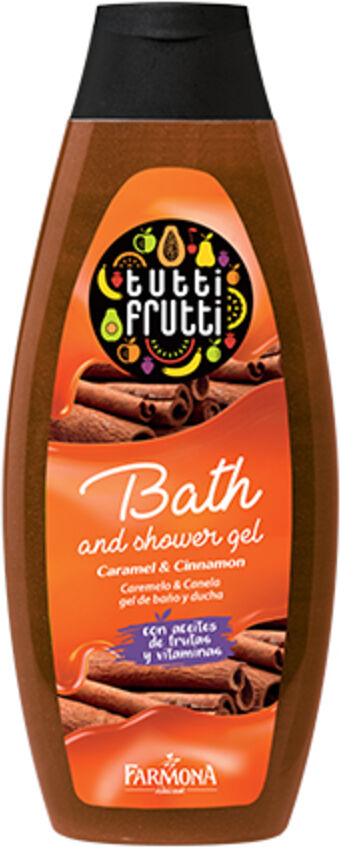 tutti frutti bagnoschiuma e gel doccia – caramello & cannella, 425 ml