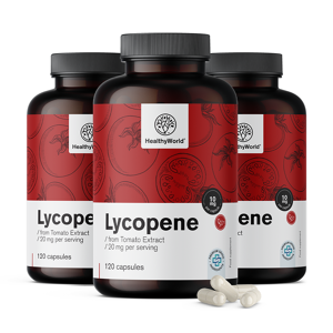 HealthyWorld® 3x Licopene 10 mg – dall'estratto di pomodoro, totale 360 capsule