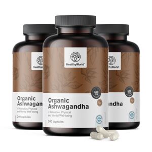 HealthyWorld® 3x BIO Ashwagandha 500 mg, totale 720 capsule