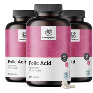 HealthyWorld® 3x Acido folico 400 µg, totale 1200 compresse