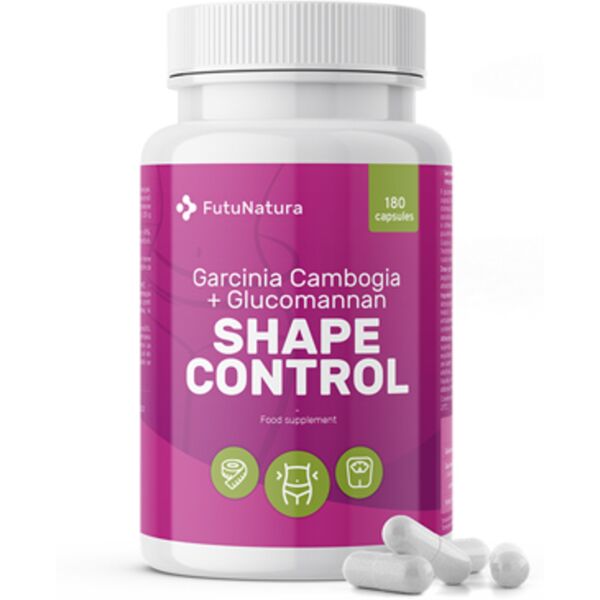 futunatura shape control garcinia cambogia + glucomannano, soppressore dell'appetito efficace, 180 capsule