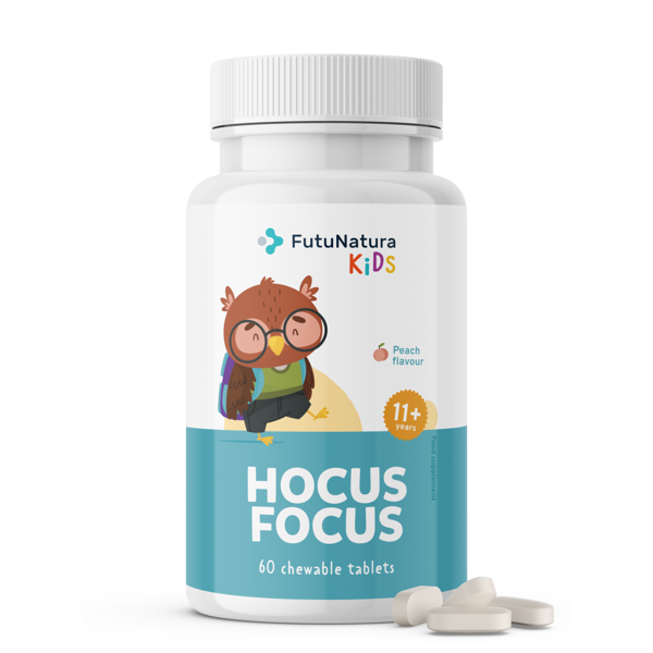 futunatura kids hocus focus per alunni - concentrazione e studio, 60 compresse masticabili