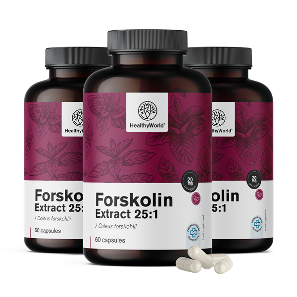 healthyworld® 3x forskolina – dall'estratto di ortica indiana 20 mg, totale 180 capsule