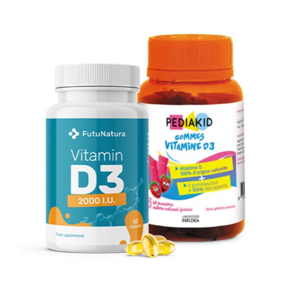 futunatura vitamin d3 family pack, 60 capsule + 60 orsetti gommosi