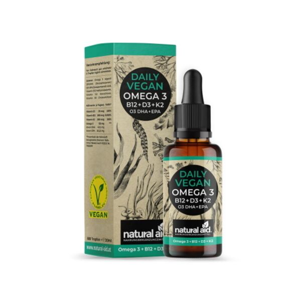 natural aid® omega 3 vegano, gocce, 20 ml