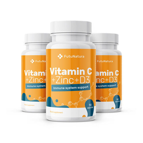 FutuNatura 3x Vitamina C + zinco + vitamina D3, totale 270 capsule