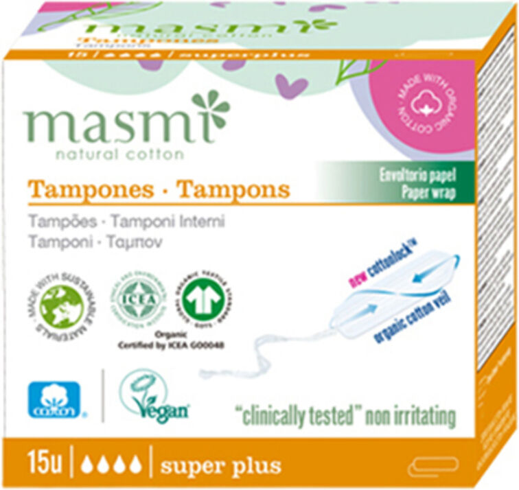 Ekolife Natura Tamponi di cotone organico – super plus, 15 pezzi