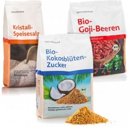 Sanct Bernhard Kit culinario: BIO Bacche di Goji + BIO Zucchero di cocco + Sale dell'Himalaya, kit