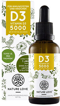 Nature Love Vitamina D3 5000 IU, gocce, 50 ml