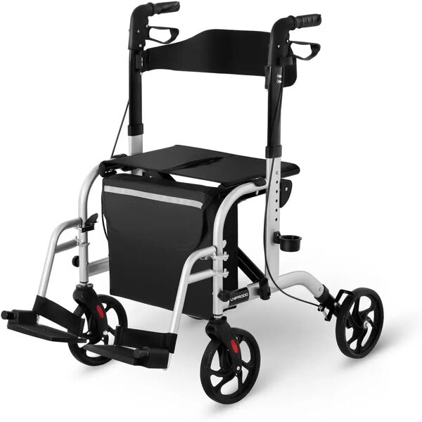 uniprodo deambulatore rollator 2-in-1 - argento - 120 kg uni_roll_03 2in1