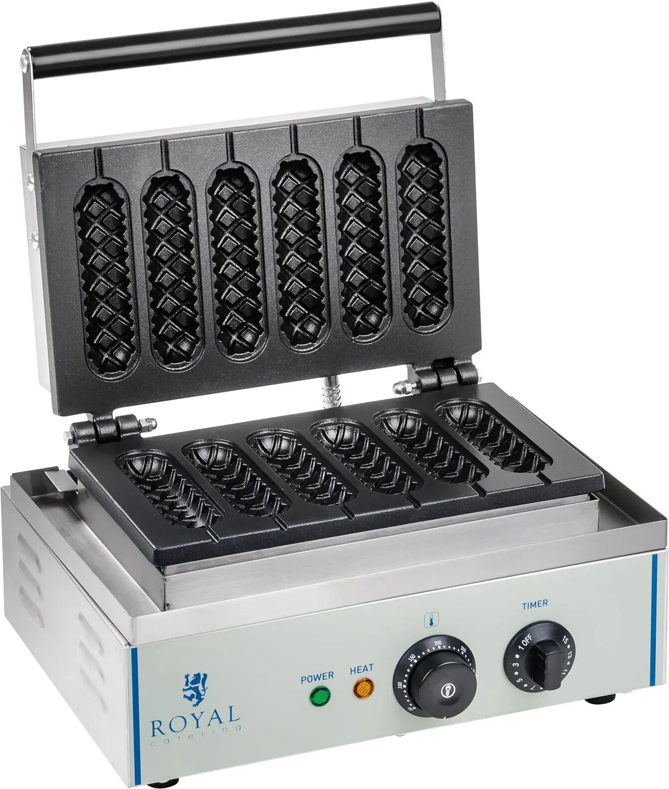 royal catering piastra per waffel a stecco - 1 x 1.500 watt rcwm-1500-s