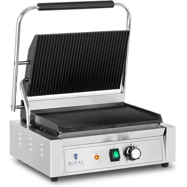 royal catering piastra per panini, toast e bistecchiera elettrica - 2200 - rigata rcpkg-2200-r