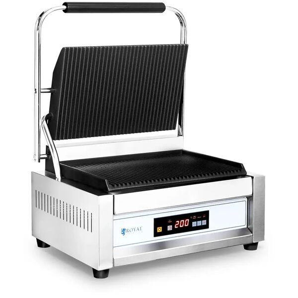 royal catering piastra per panini, toast e bistecchiera elettrica - 2,200 w -  - piastra grande - rigata rc-c301