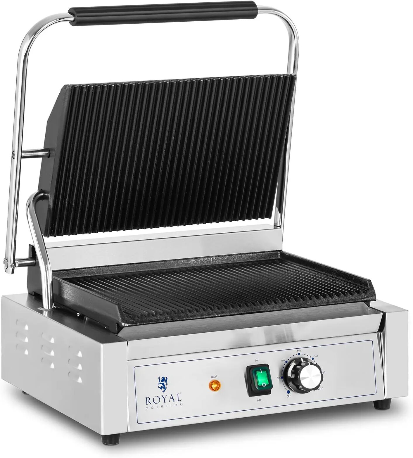 royal catering piastra per panini, toast e bistecchiera elettrica - 2200 - rigata rcpkg-2200-r