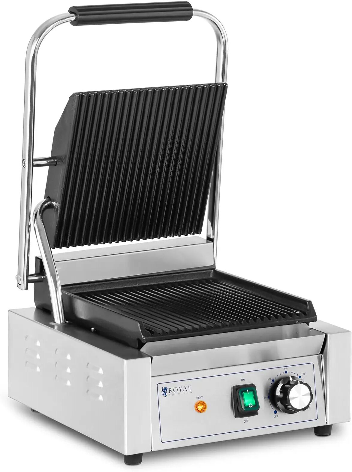 royal catering piastra per panini, toast e bistecchiera elettrica - 1800 w - rigata rcpkg-1800-r