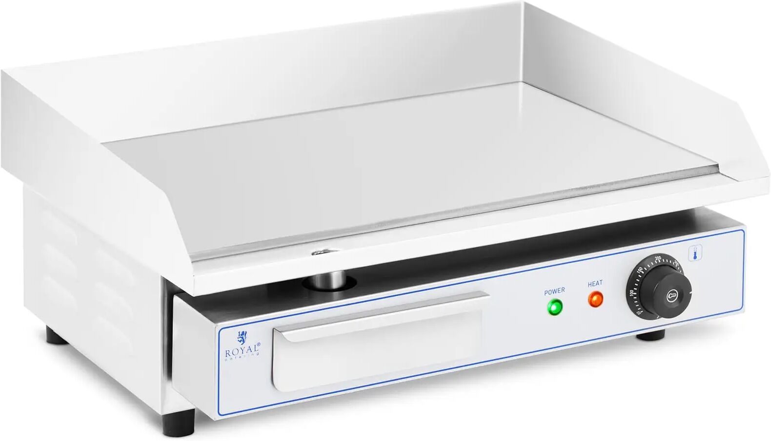 royal catering fry top elettrico - piastra liscia in acciaio inox - 550 x 400 mm -  - flat - 3,000 w rc-eg002