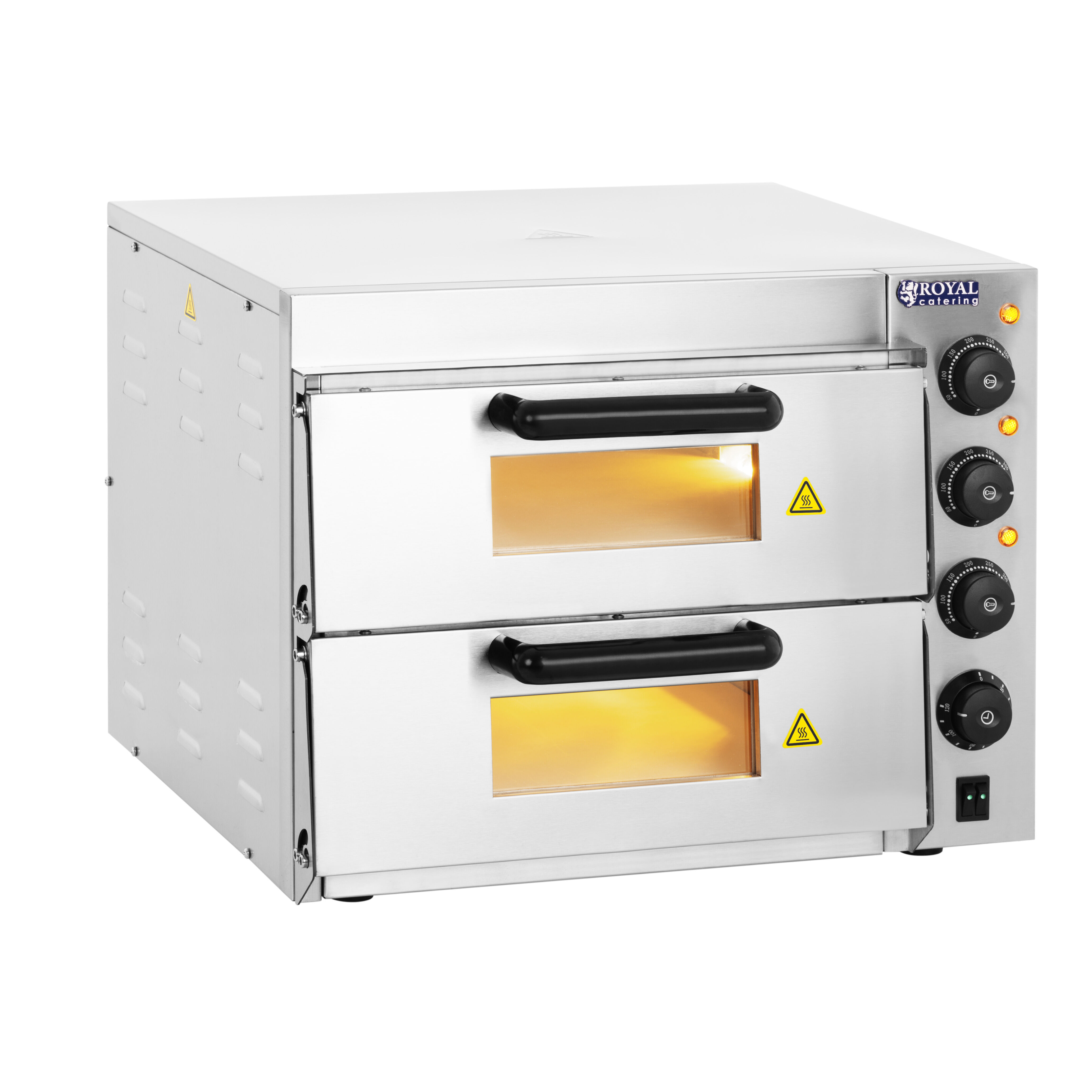 Royal Catering Forno per pizza - 2 camere - Fondo in chamotte RCPO-3000-2PS-1