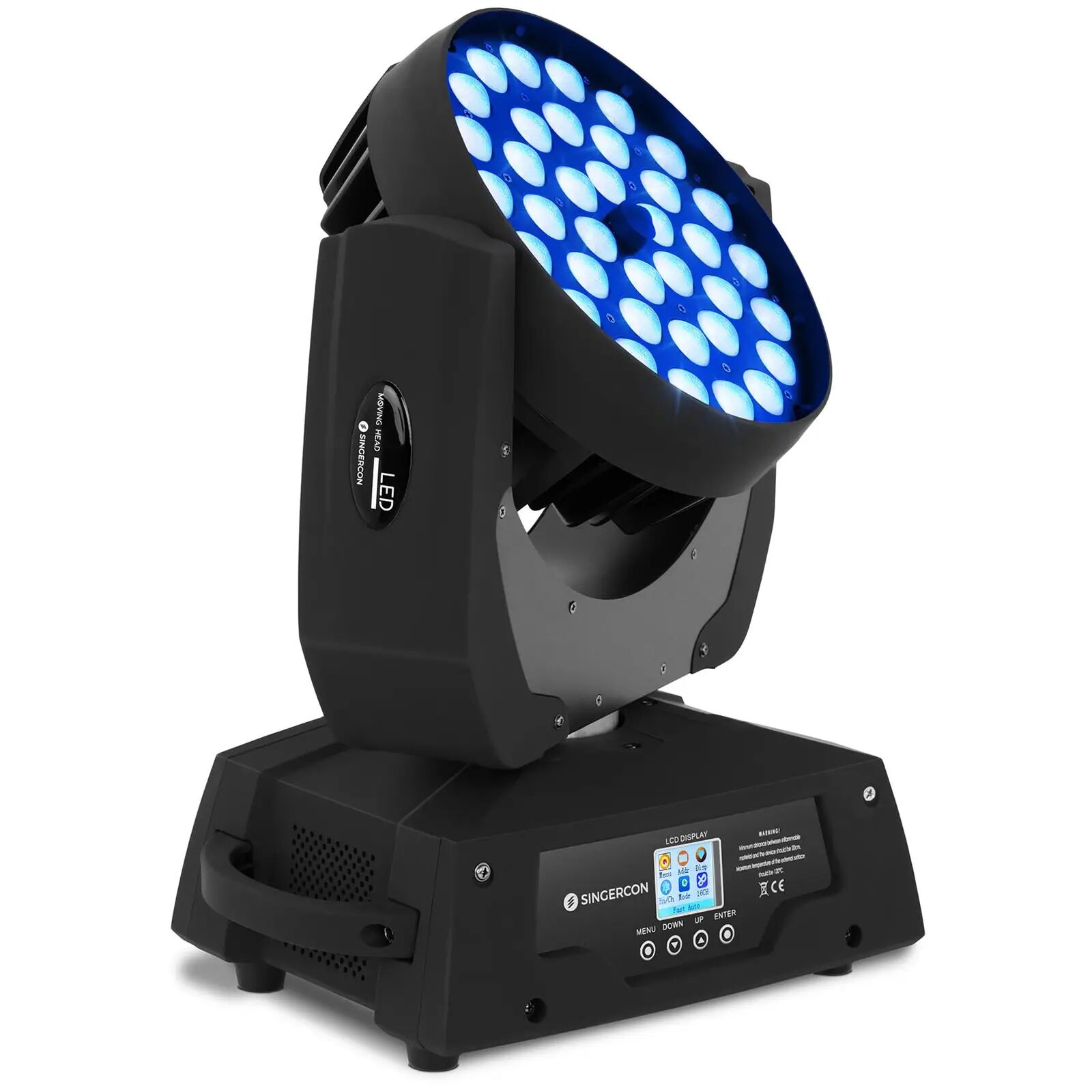 singercon testa mobile led professionale - zoom - 36 led - 450 w con.lmhz-36/10/rgbw