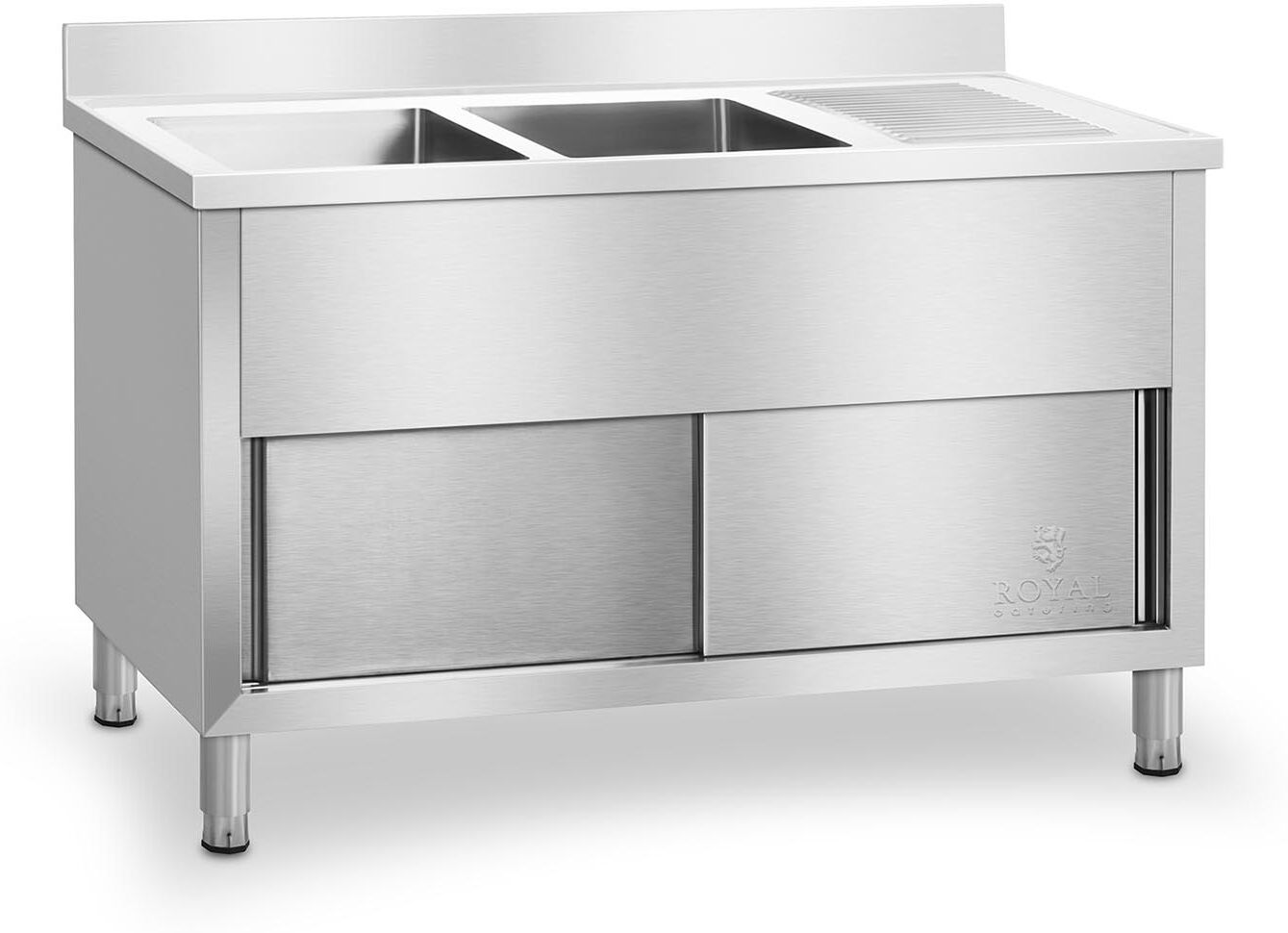 Royal Catering Lavello per cucina a due vasche - 140 cm RCHS-1400WS