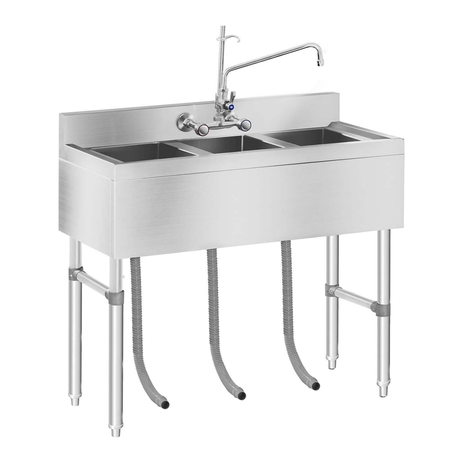 Royal Catering Lavello in acciaio inox industriale - 3 vasche – 100 x 50 x 97 cm RCHS-5