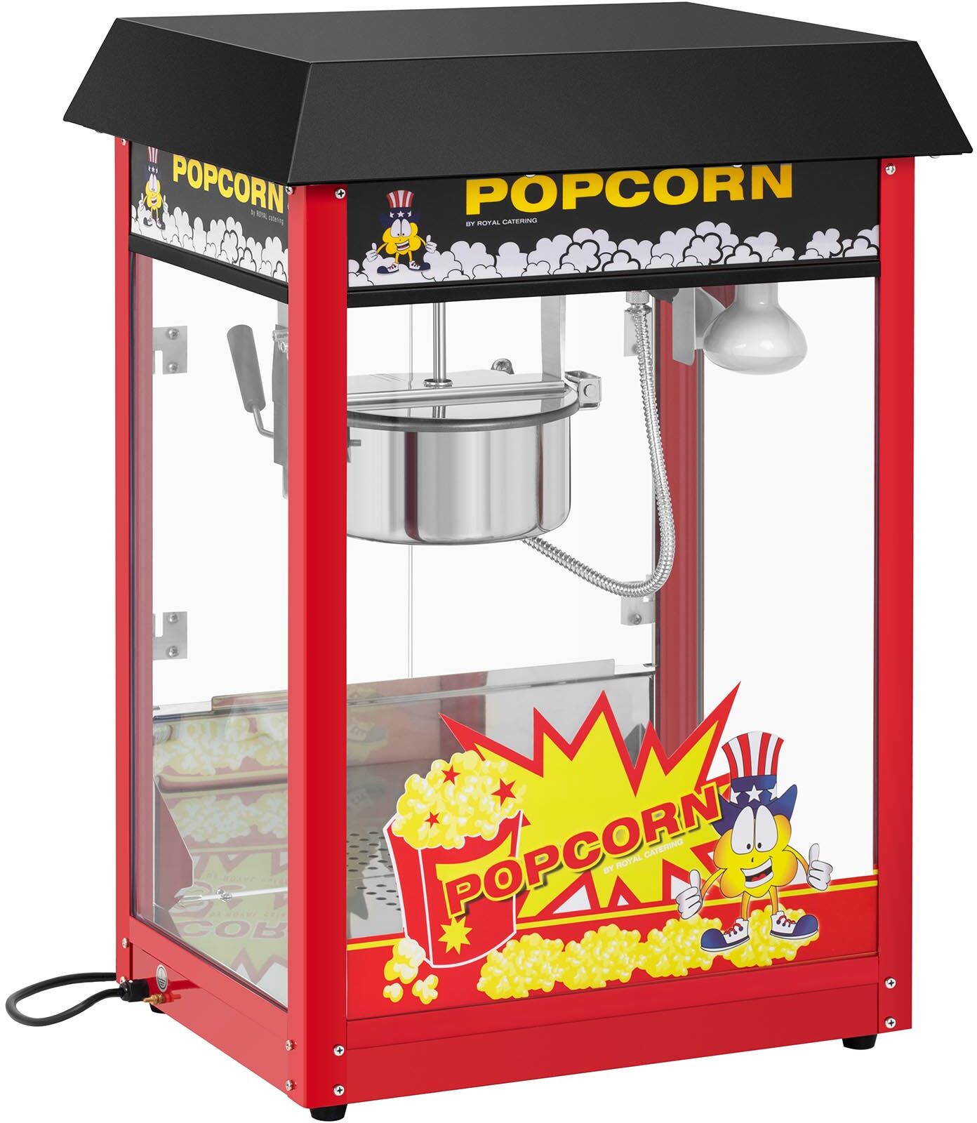 Royal Catering Macchina per popcorn - Ciclo di lavoro da 120 s - Tetto nero RCPS-16EB