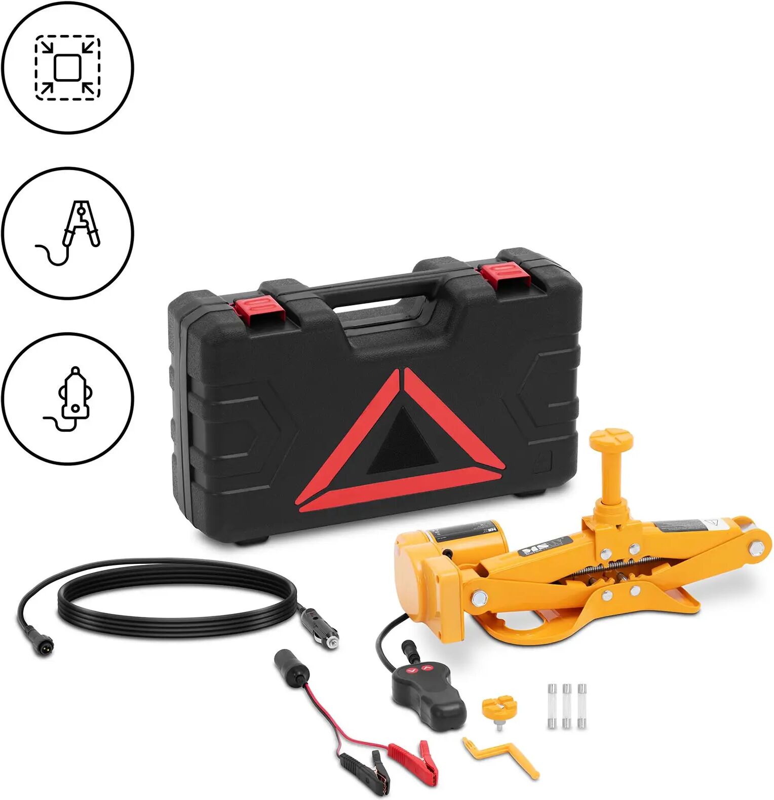 MSW Cric elettrico - 12 V - 3 t - Kit per cambio ruota - Cric a forbice -ECJ-12-02