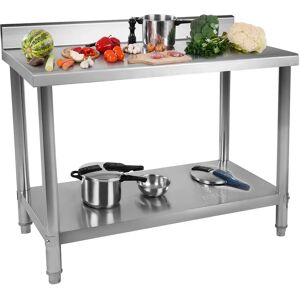 Royal Catering Tavolo inox - 100 x 60 cm - 90 kg - Con alzatina RCAT-100/60-N