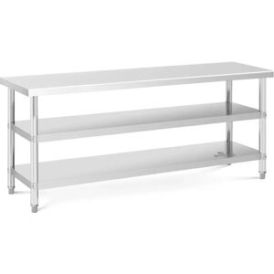 Royal Catering Tavolo in acciaio inox - 200 x 60 x 5 cm - 231 kg - 2 ripiani -  RCAT-200/60-PS3SH