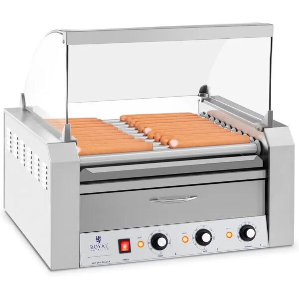 royal catering cuoci hot dog - 11 rulli - cassetto scaldavivande - acciaio inox rchg-11wo