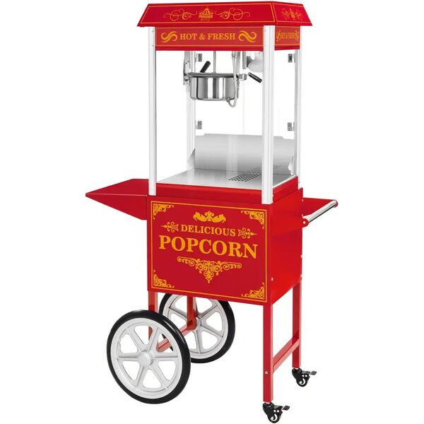 royal catering macchina per popcorn con carretto - rosso rcpw-16.3