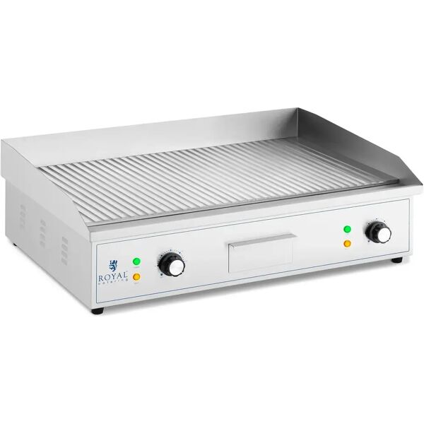 royal catering fry top elettrico doppio - 700 x 400 mm -  - piastra rigata - 4400 w rcpg 51