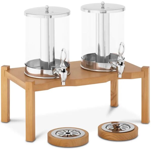 royal catering dispenser bibite con rubinetto - 2 x 7 l - sistema di raffreddamento - base in legno rcsd-2w1