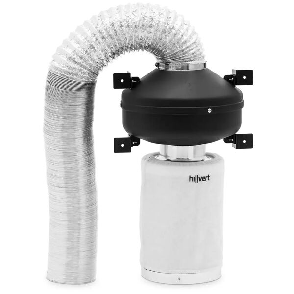 hillvert kit aspirazione aria - filtro ai carboni attivi 30 cm, ventilatore a tubo, tubo di scarico - 249,6 m³/h - uscita Ø 100 mm ht-af-30