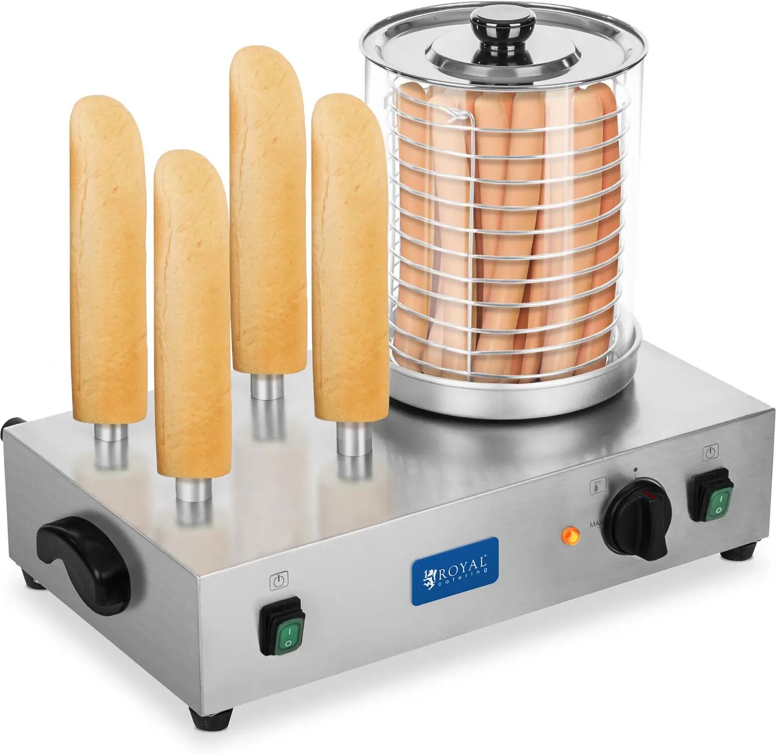 royal catering scalda hot dog con barre per tostare rchw-2300