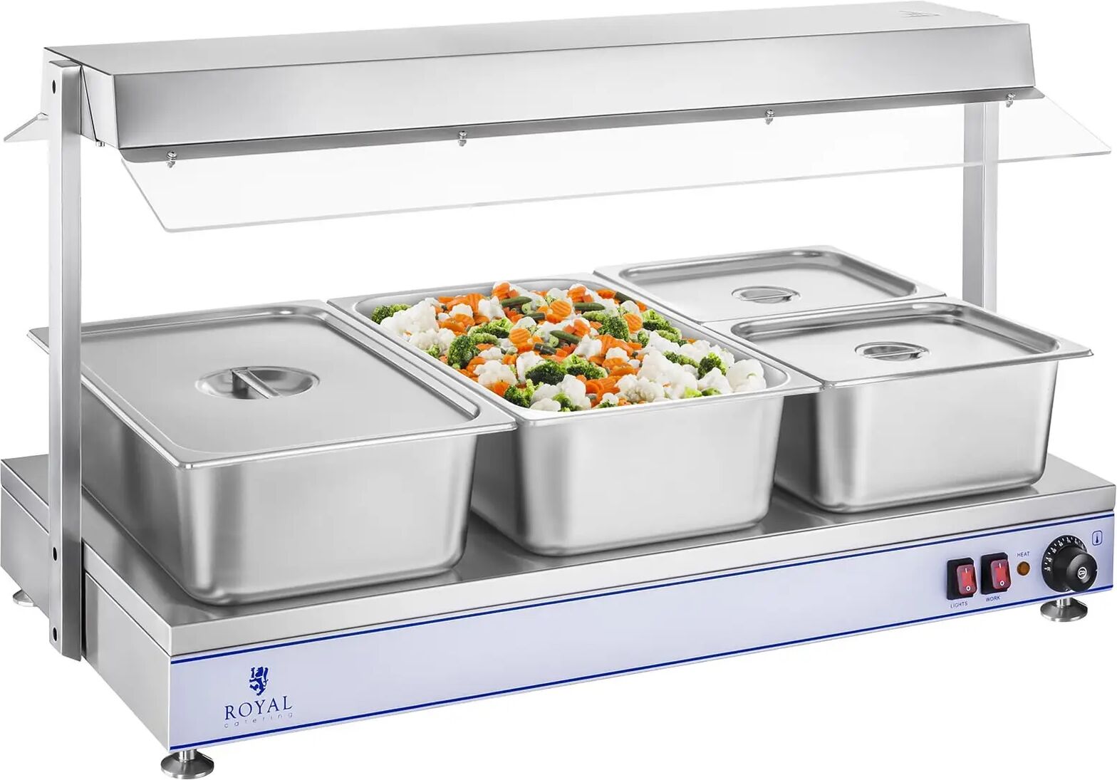 royal catering piano caldo con lampade alogene - 2000 w - acciaio inox rchp-120