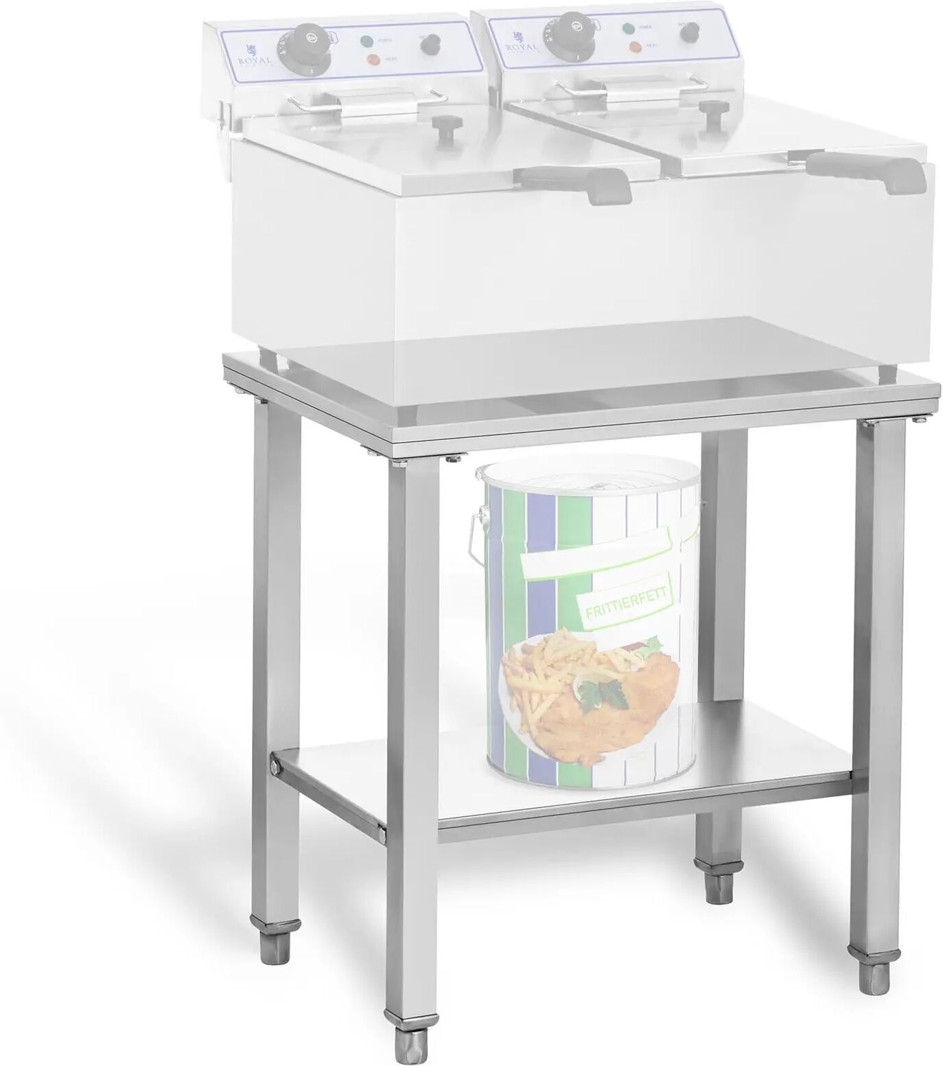 royal catering ripiano inox per friggitrice - 62 x 42 cm rcsf-15d