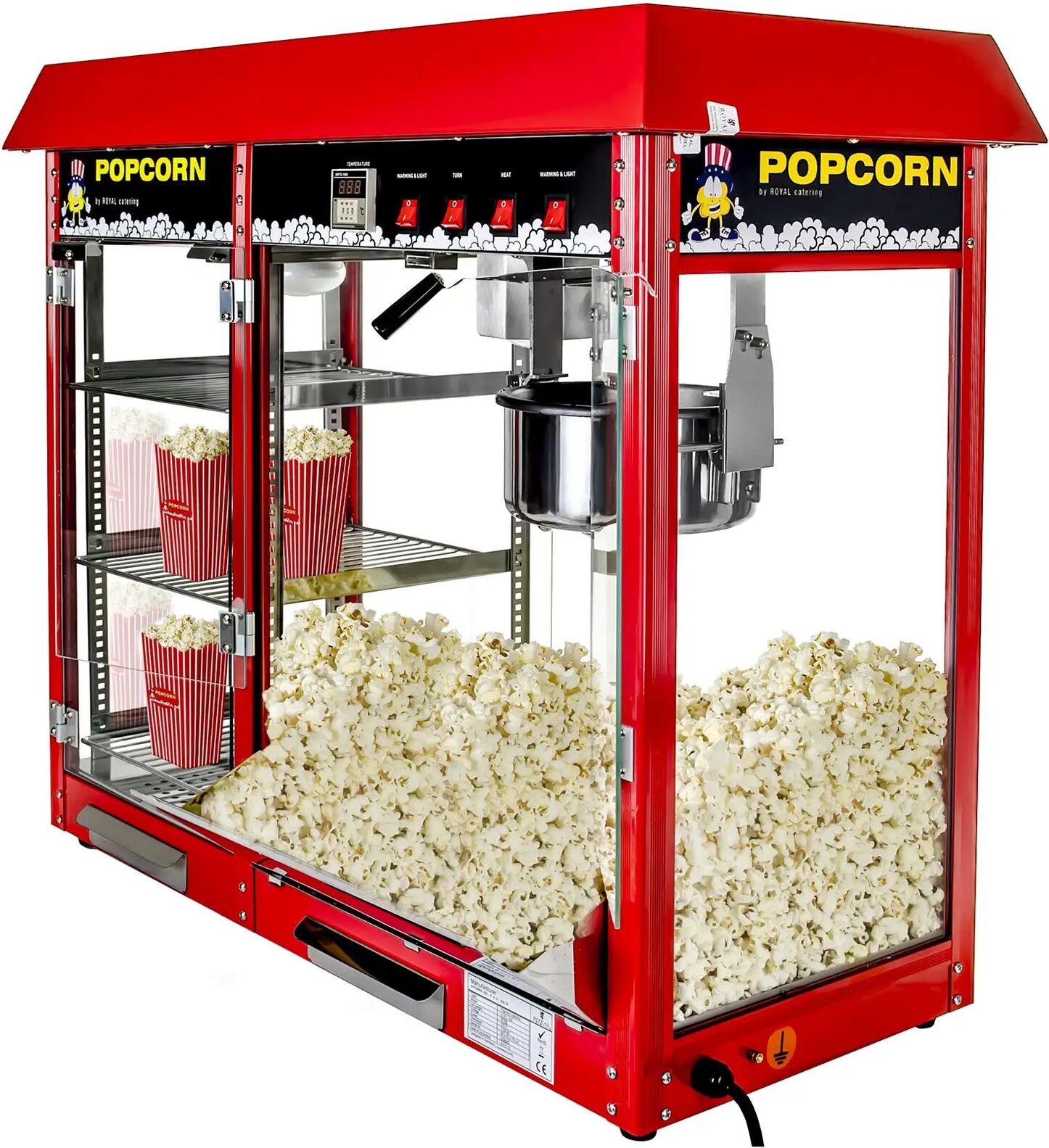 royal catering macchina per popcorn - vetrina riscaldata - rossa rcpc-16e