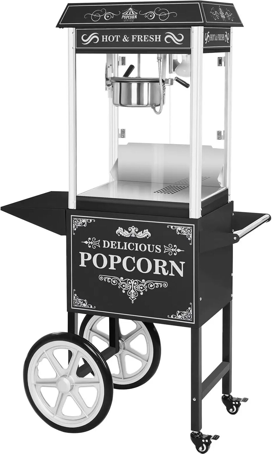 royal catering macchina per popcorn con carretto - nero rcpw.16.2