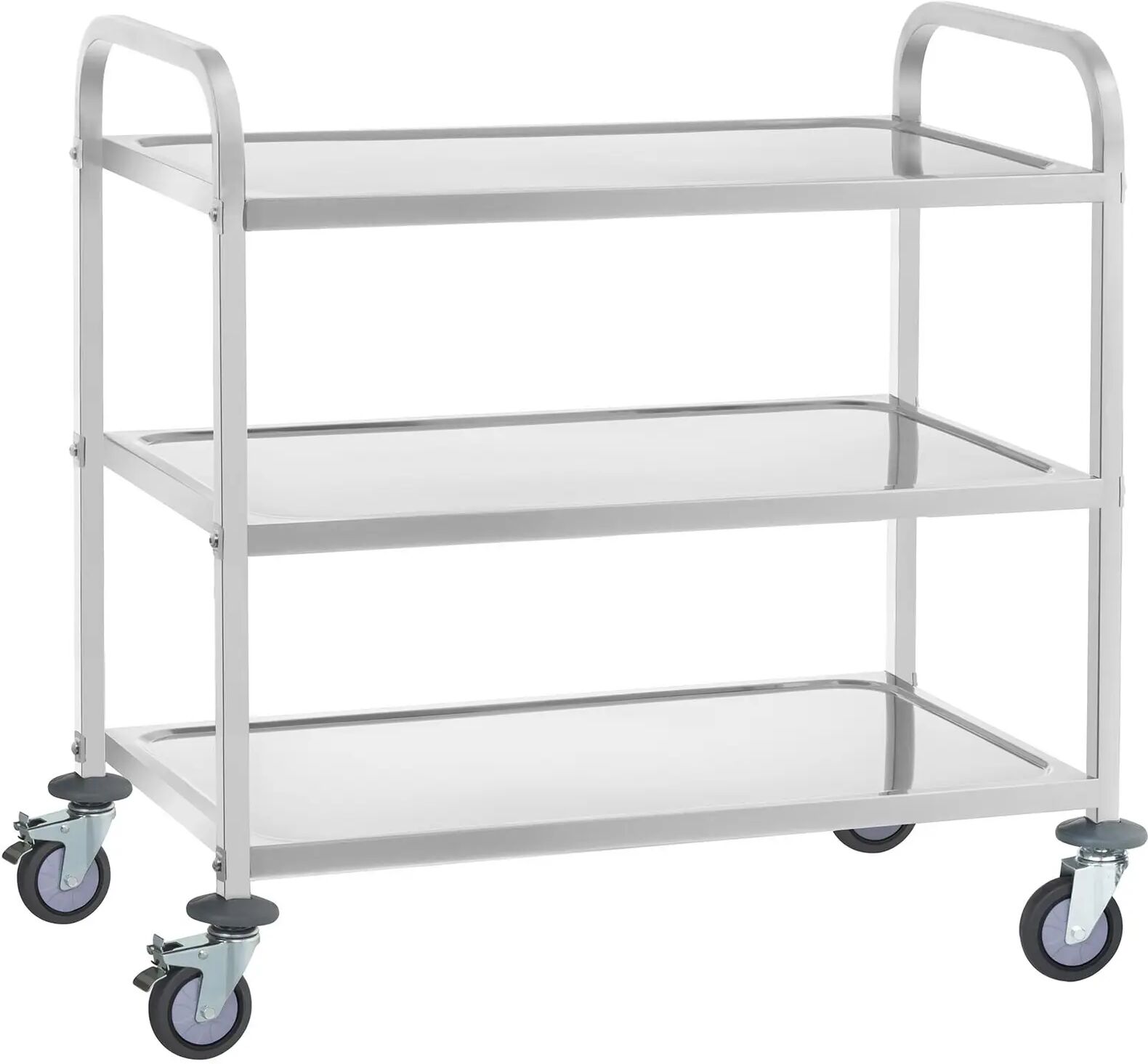 royal catering carrello inox - 3 ripiani - fino a 150 kg - 2 freni rcsw-6.2