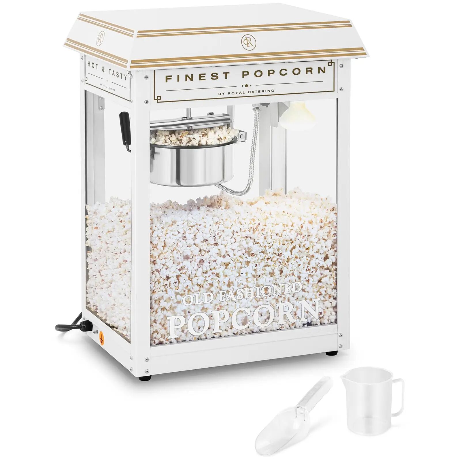 royal catering macchina per popcorn - bianca e dorata rcps-wg1