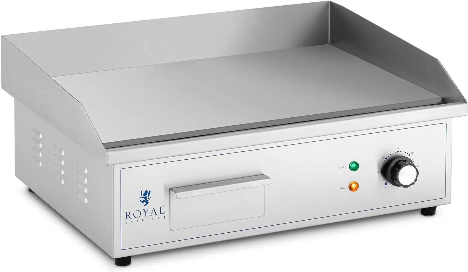 royal catering fry top elettrico - 550 x 350 mm -  - piastra liscia - 3000 w rcpg42-s