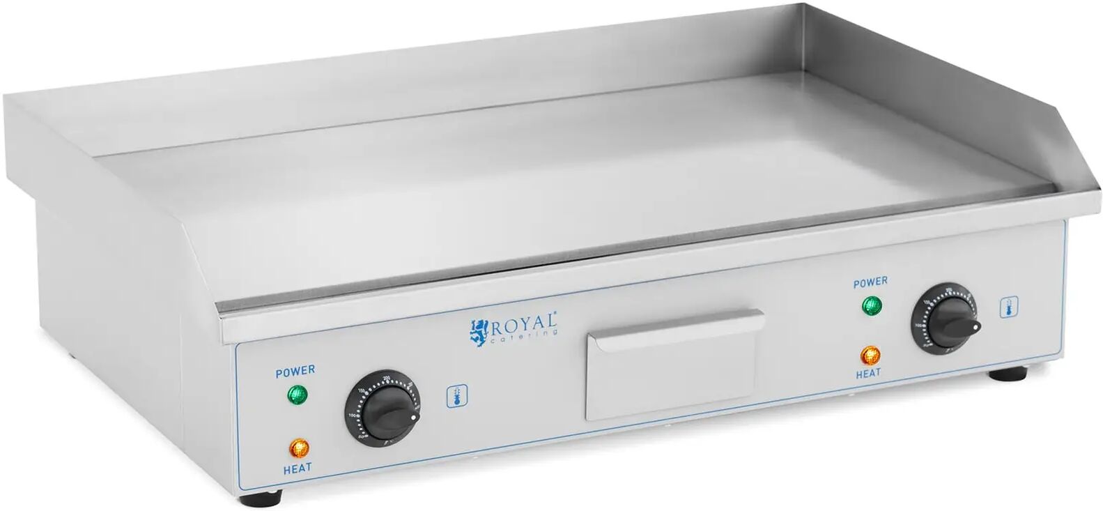 royal catering fry top elettrico - piastra liscia in acciaio inox doppia - 73 cm -  - 2 x 2200 w rc-eg73