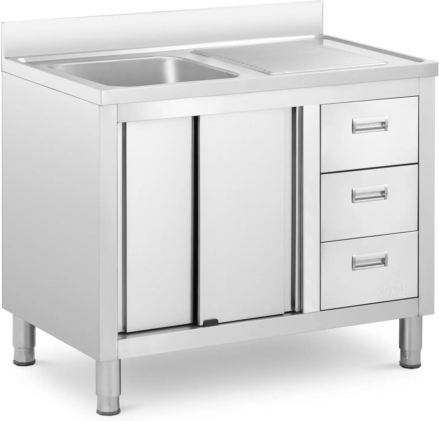 royal catering lavello cucina - acciaio inox - 1 vasca-  - 400 x 400 x 300 mm rc-iks10