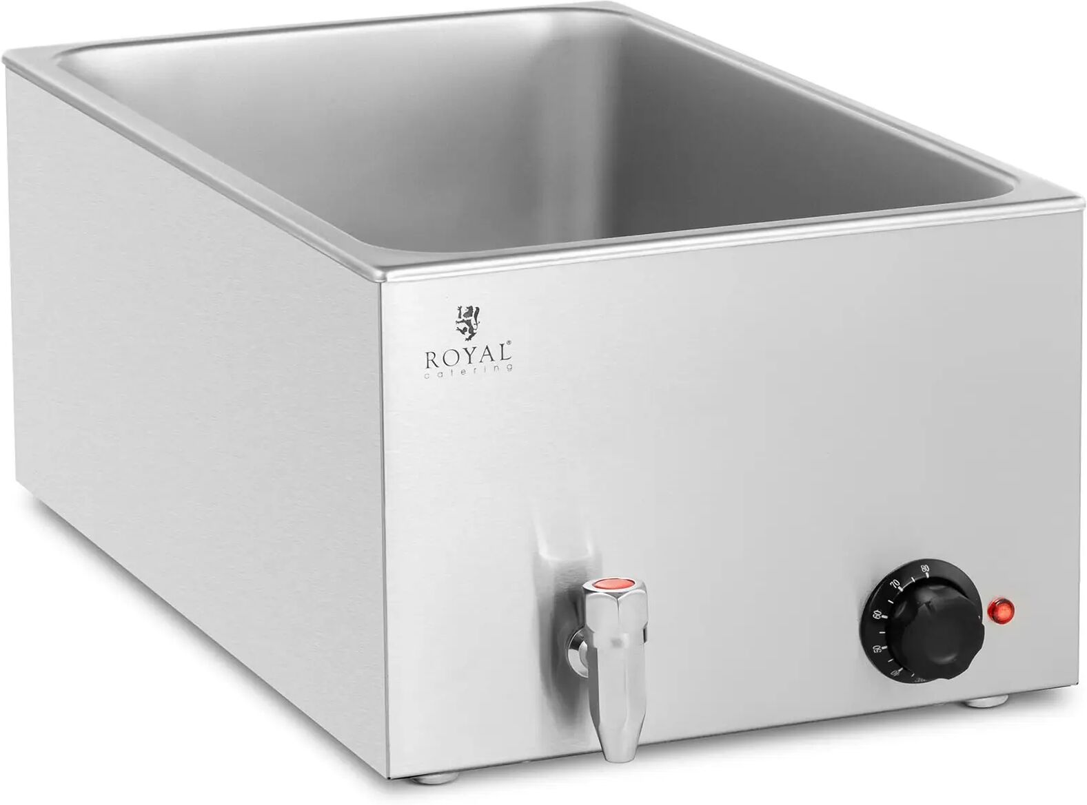 royal catering bagnomaria professionale - 600 w - gn 1/1 - senza contenitore - rubinetto di scarico rcbm_gn1/1