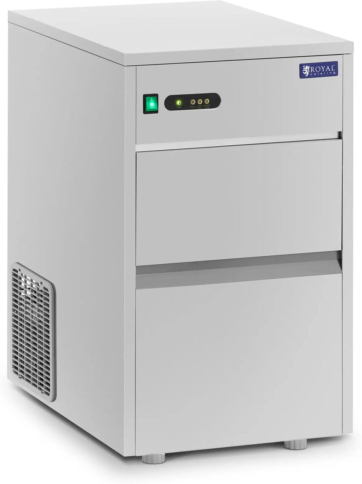 Royal Catering Macchina del ghiaccio - 25 kg/24 h - Capacità 7 kg - 220 W - Acciaio inox - RCIC-25BI